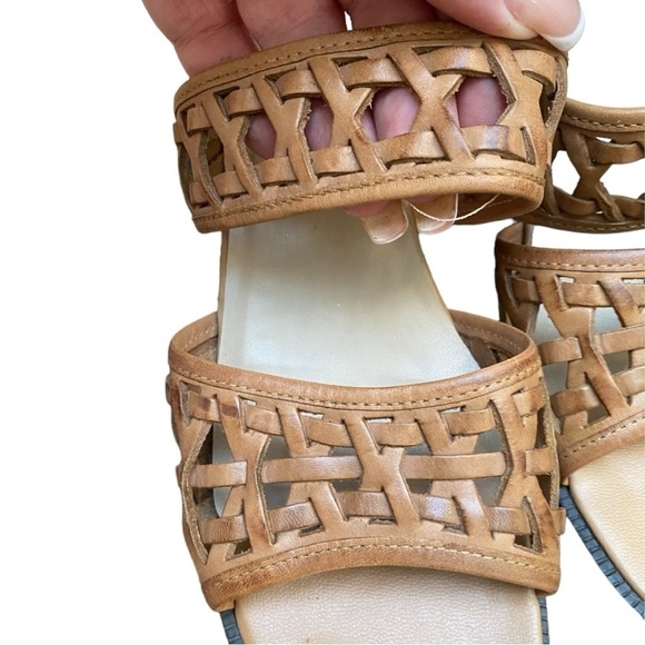 Vintage Tarantino’s Vintage Basket Weave Leather Heeled Sandals I Size: 8B - Picture 5 of 9